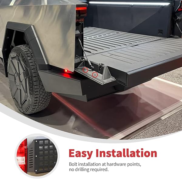 LINSKIP TAILGATE BED MOLLE EXPANSION PANEL COMPATIBLE WITH 2024 2025 TESLA CYBERTRUCK, REAR GATE MOLLE RACKS, CARGO CARRIER TOOL ORGANIZER, EXTERIOR ACCESSORIES