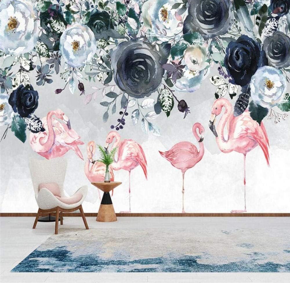 Amazon Sunkuxc クラシック壁紙3d立体フラミンゴ写真壁壁画白黒花の壁紙リビングルームの家の装飾のための壁紙 1x100cm 壁紙