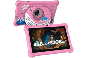 Aheadthink 7-inch Kids Tablet for Toddlers, Android 12, 4GB RAM, 32GB ROM, WiFi, Bluetooth, Safe Eye Protection IPS Screen, P