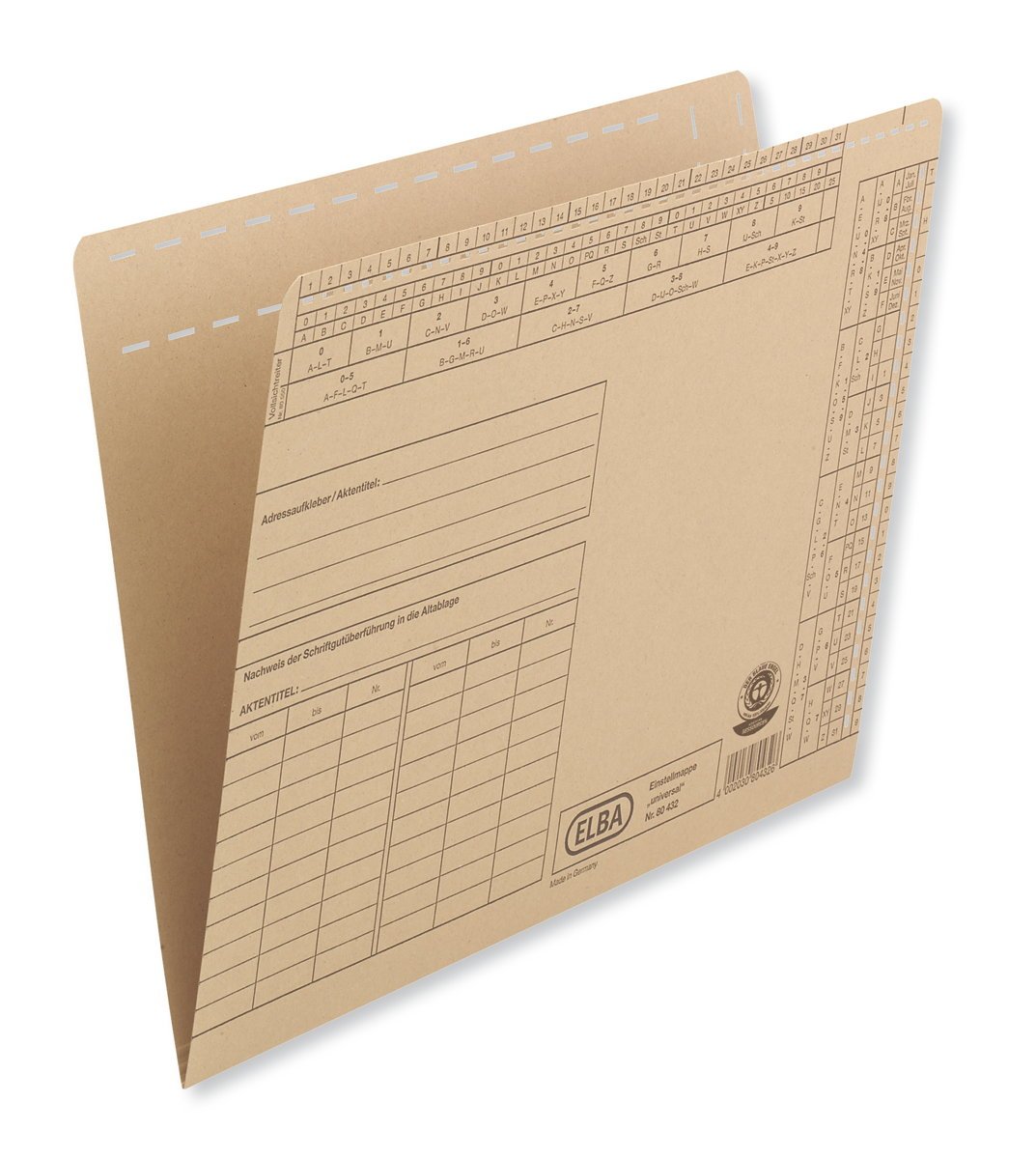 Elba 80432 Universal File Folder Plain Card with Label Slots Pack of 50 Natural Brown