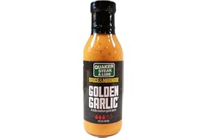 Quaker Steak and Lube Golden Garlic Wing Sauce - 12 Ounce Glass Bottle of Quaker Steak & Lube Golden Garlic Sauce