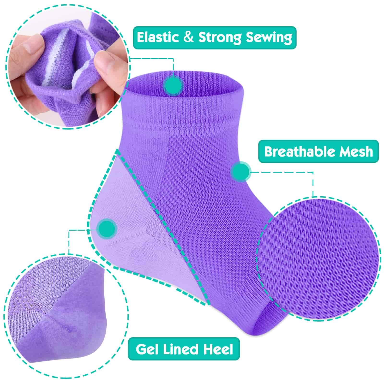 selizo Selizo 6 Pairs Heel Moisturizing Socks Open Toe Socks Cracked Gel Heel Socks Foot Toeless Heel Repair Socks for Women Dry Hard Cracked Feet, 6 Colors