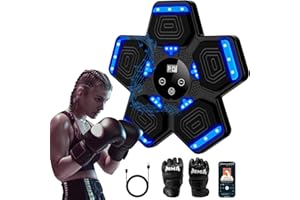 TGHIJKK Music Boxing Machine for Kids: 6 7 8 9 10 11 12+ Years Old Child Adult Electronic Boxing - Smart Bluetooth Workout Wall Mounted Punching Pad with Gloves - Boys Girls Gifts for Home Office