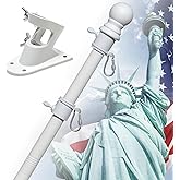 Flag Pole for Outside House - 5ft Heavy Duty Stainless Steel Flagpole Kit,Tangle Free with Wall Mount Holder Bracket,Decorative Banner Vertical Mounting - Residential Commercial Use, Matte White