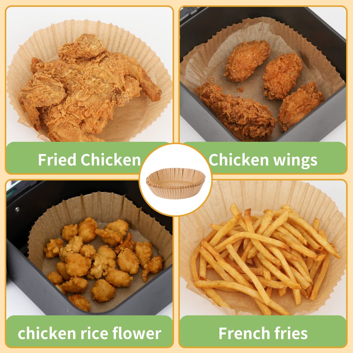 ALXBSONE 100 Pcs Air Fryer Liner Paper, Disposable Microwave Paper