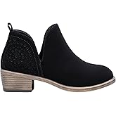 Vepose Women
s Short Ankle Boots Low Heel, Western Cutout Perforated Booties