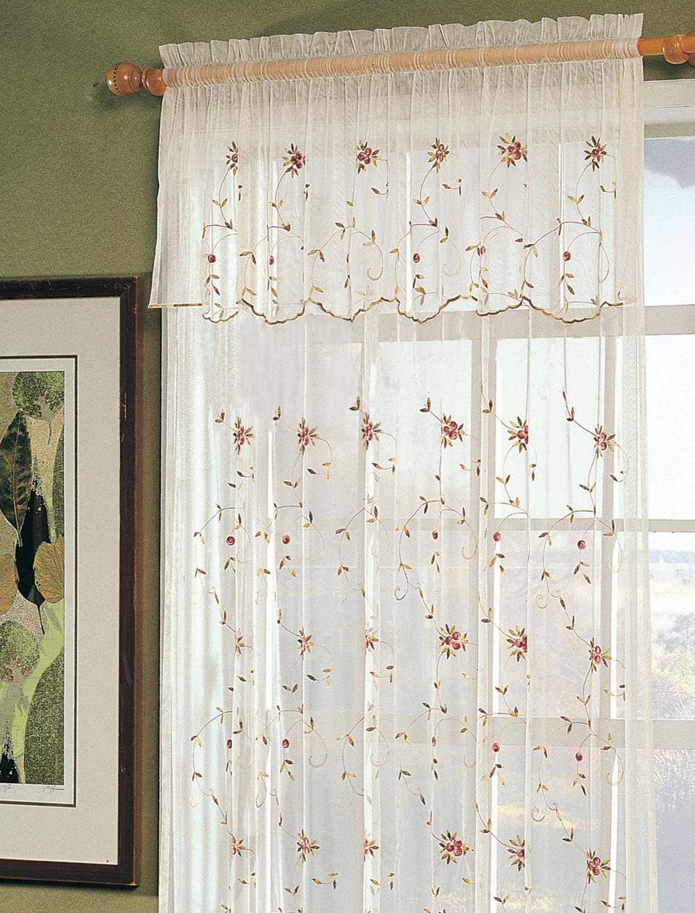 Creative Linens Embroidered Lace Roses Floral Window
