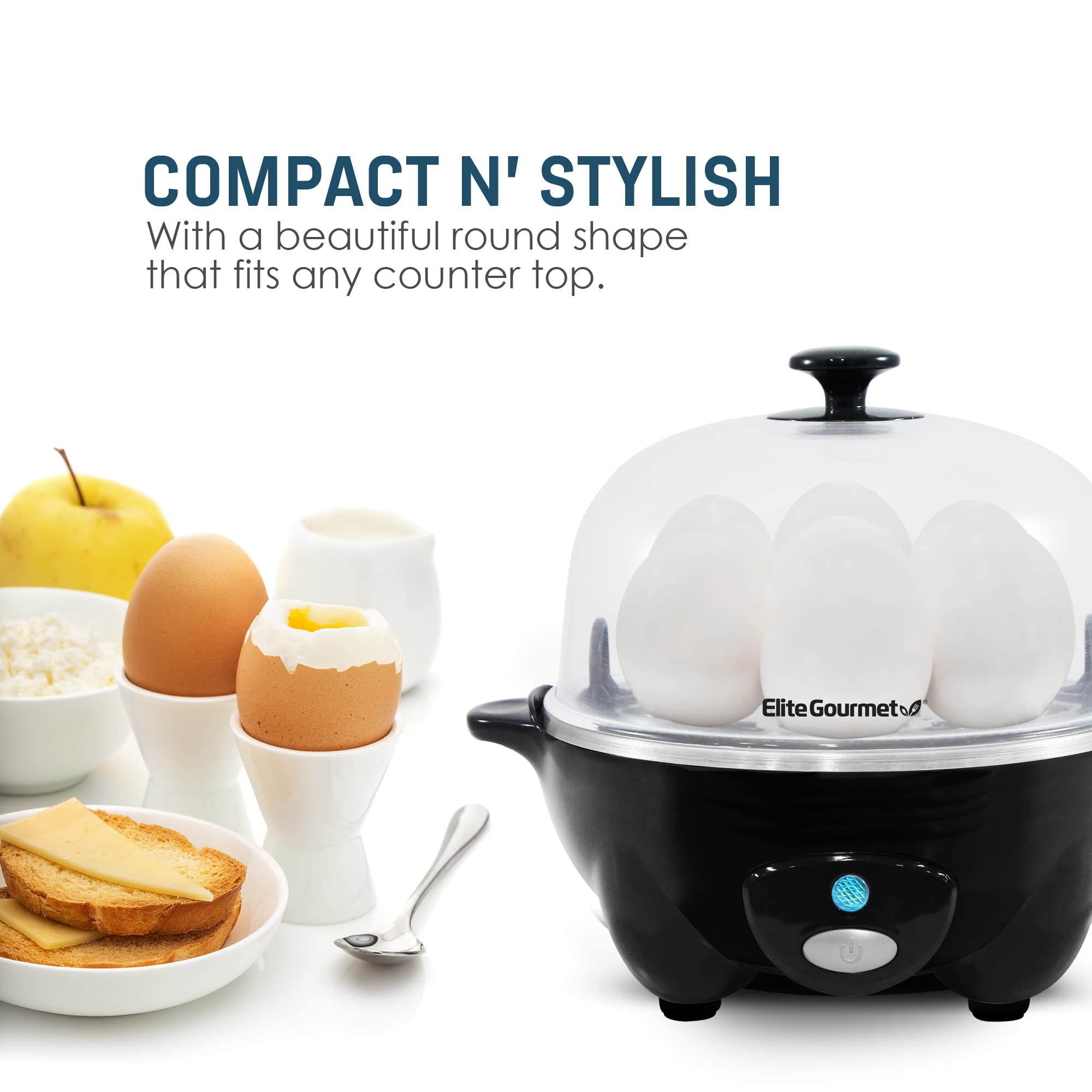 Elite Gourmet EGC007B Rapid Egg Cooker, 7 EasyToPeel, Hard, Medium