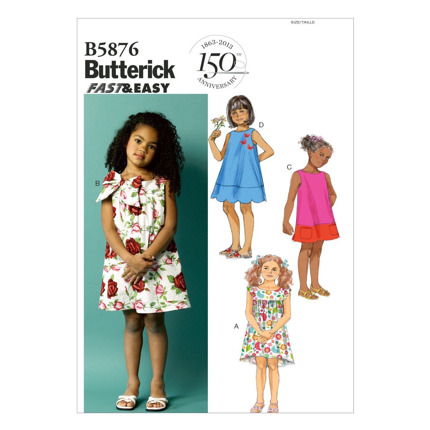 Butterick Patterns B5876 Size CCE 3 - 4 - 5 - 6 Toddlers' - Children's Dress, White