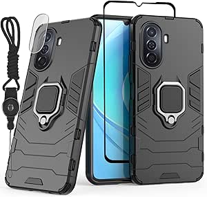 JIUNINE Cover per Huawei Nova Y70 / Y70 Plus, Custodia Libro in Pelle Sintetica Portafoglio Case Flip Antiurto [Slot per Schede] [Chiusura Magnetica] Compatibile con Huawei Nova Y70, Nero