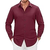 Alimens & Gentle Men's Dress Shirts Long Sleeve Wrinkle Free Stretch Solid Formal Business Button Down Shirts