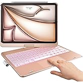 typecase Touch Keyboard Case for iPad Air 11-inch(M3/M2, 2025/2024) & iPad Pro 11(4th/3rd/2nd/1st Gen), Multi-Touch Trackpad, 11-Color Backlight, 360°Rotatable for iPad Air 5/4th Gen, Rose Gold