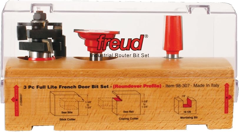 Freud 98 307 3 Piece French Door Router Bit Set Full Lite