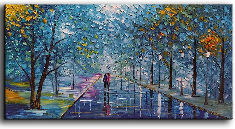 Paintings - YaSheng Art -Contemporary Landscape Abstract Oil Painting On Canvas Textured Tree Painting Abstract Art Wall Paintings Handmade 3D painting Home Office Decorations Canvas Wall Art painting 24x48inch