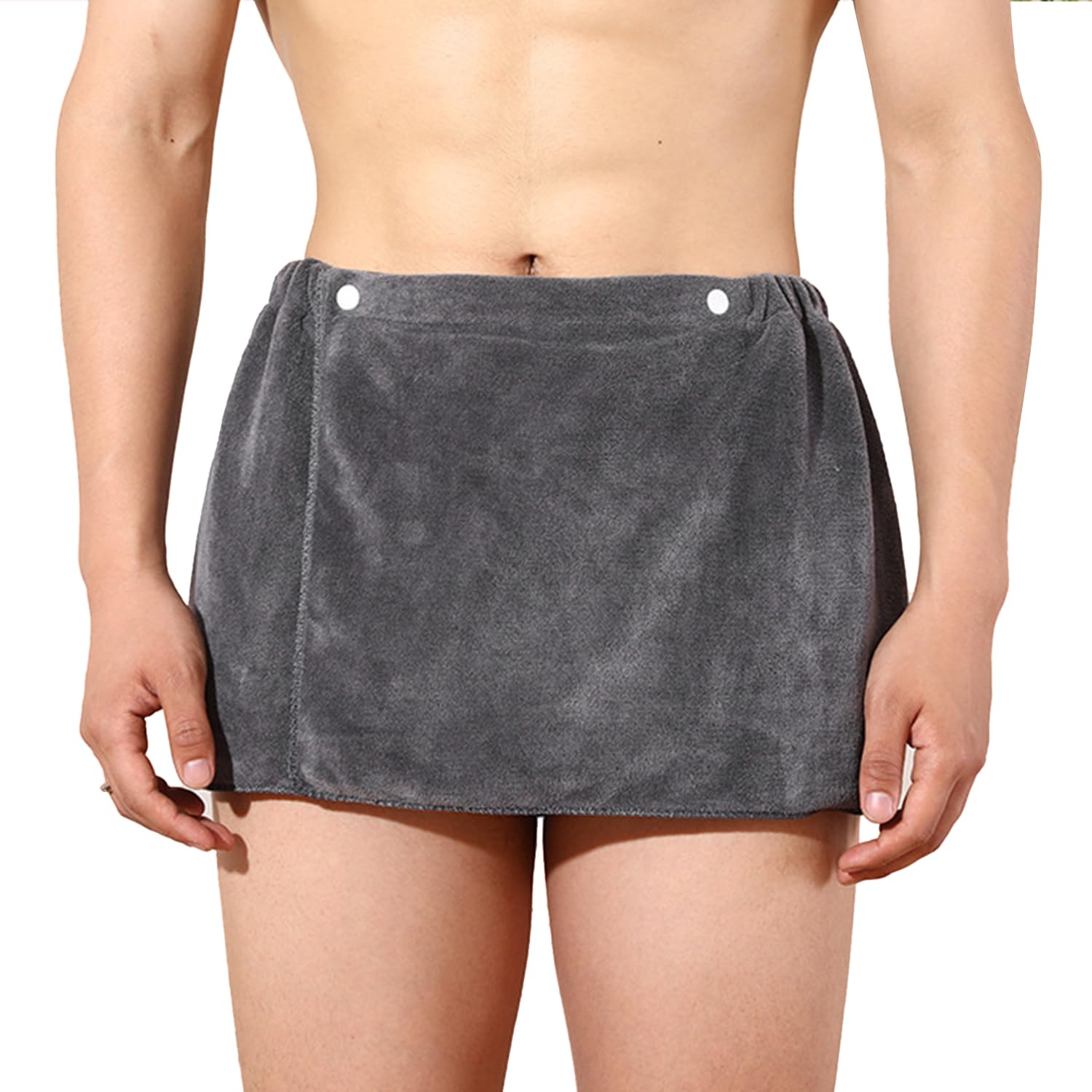 arrderly 1 x men's bath towel, beach wrap skirt for men, sauna towel, elastic design with button, suitable for various occasions such as sauna, bathroom and beach