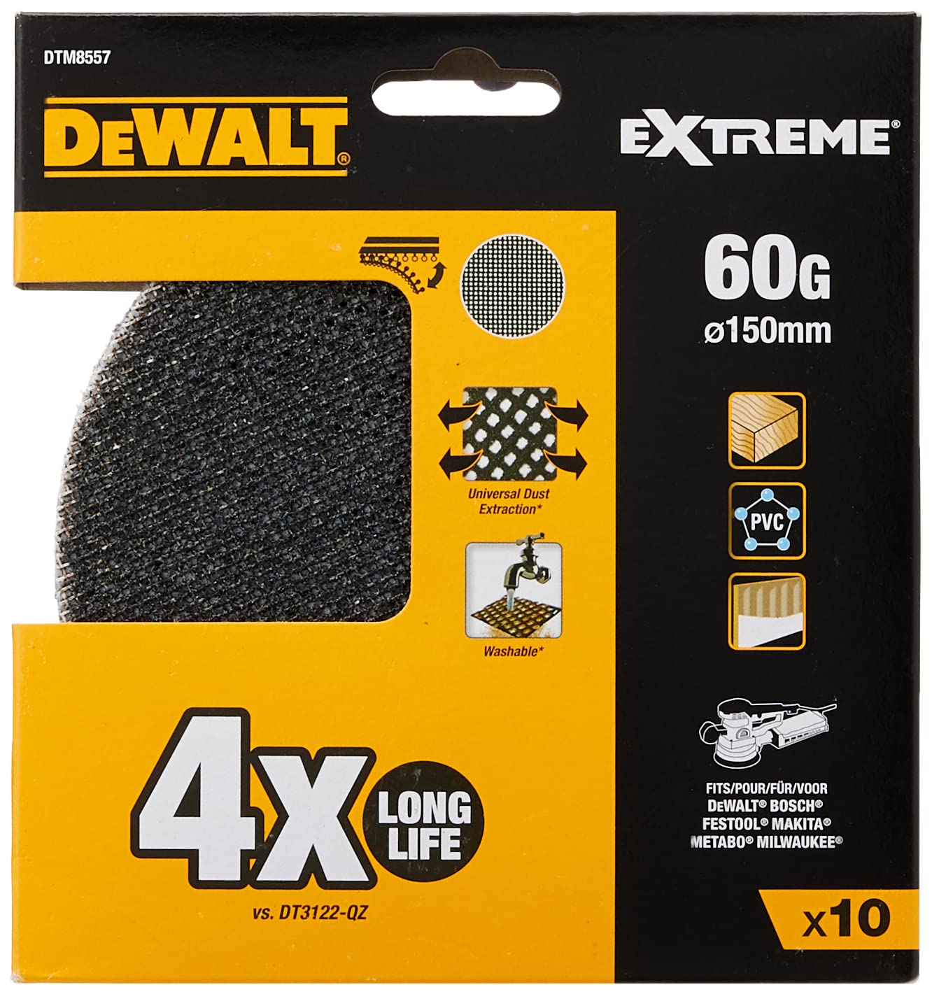 Dewalt DTM8557-QZ Sanding Mesh K60, 150 mm, Set of 10 Pieces