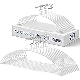 FSUTEG Heavy Duty Hangers 20 Pack - No Shoulder Bump Non-Slip Rubber Coating Contour Metal Hangers for Sweaters, Coats & Clothes, 15 lbs Weight Capacity, Non-Slip, 16.5 Inch(White)