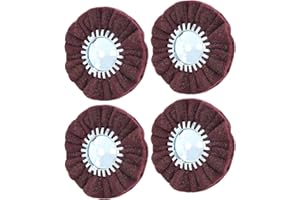 QZATTCAEN 8" Non-Woven Airway Buffing Wheel, 5/8" Arbor Hole | Surface Prep Wheel for Angle Grinder, Ideal for Sanding & Polishing Aluminum, Stainless Steel - 4 PCS