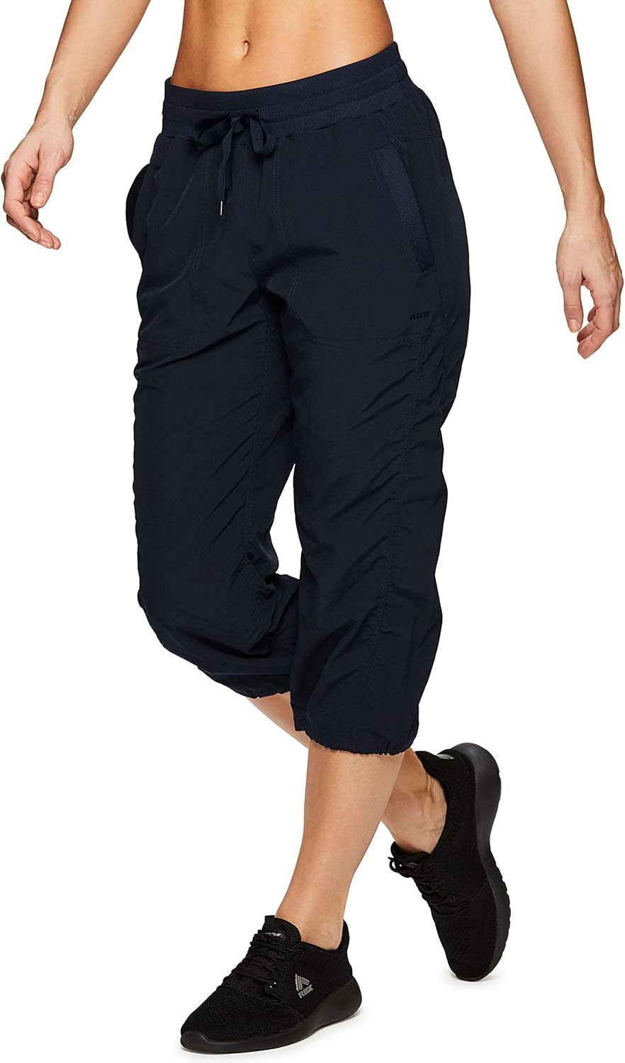 RBX Active Women's Fashion Lightweight Stretch Woven Body Skimming Drawstring Capri Pant at  Women’s Clothing store