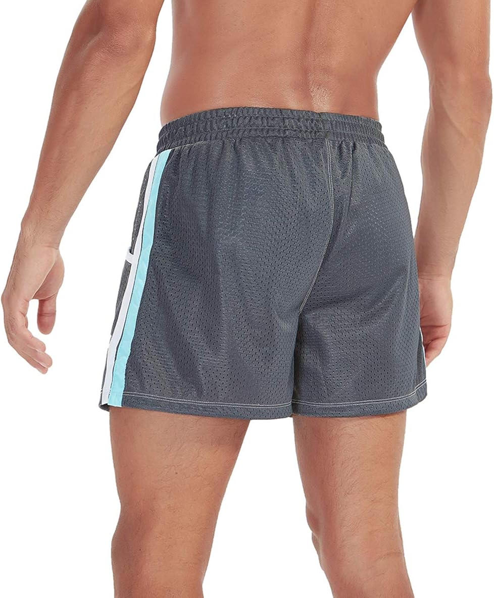 SILKWORLD Men's Mesh Athletic Running Shorts with Pockets: Clothing
