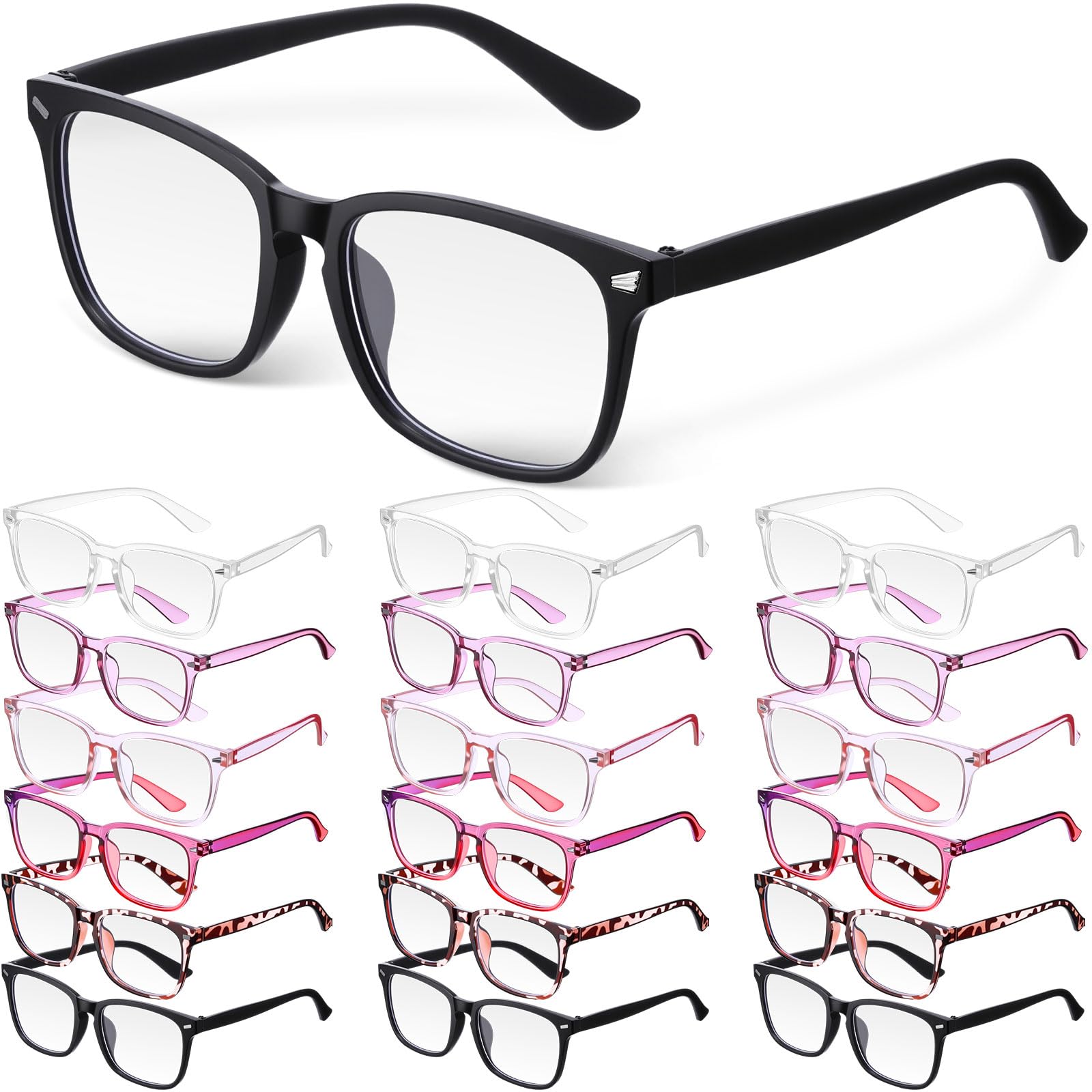 Photo 1 of Jerify 18 Pack Blue Light Glasses for Women Men, Bluelight Blocking Glasses for Computer Reading Phone Screen Gaming TV(6 colors)