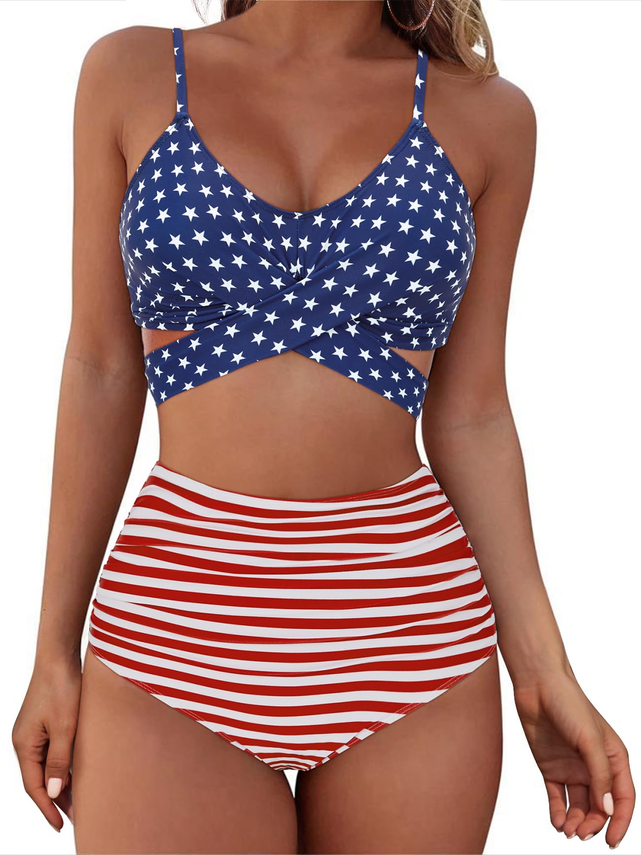 Photo 1 of Womens 4th of July Bikini Swimsuits Fourth of July USA Flag Bathing Suits American Flag Patriotic Swim Suit Swimwear M