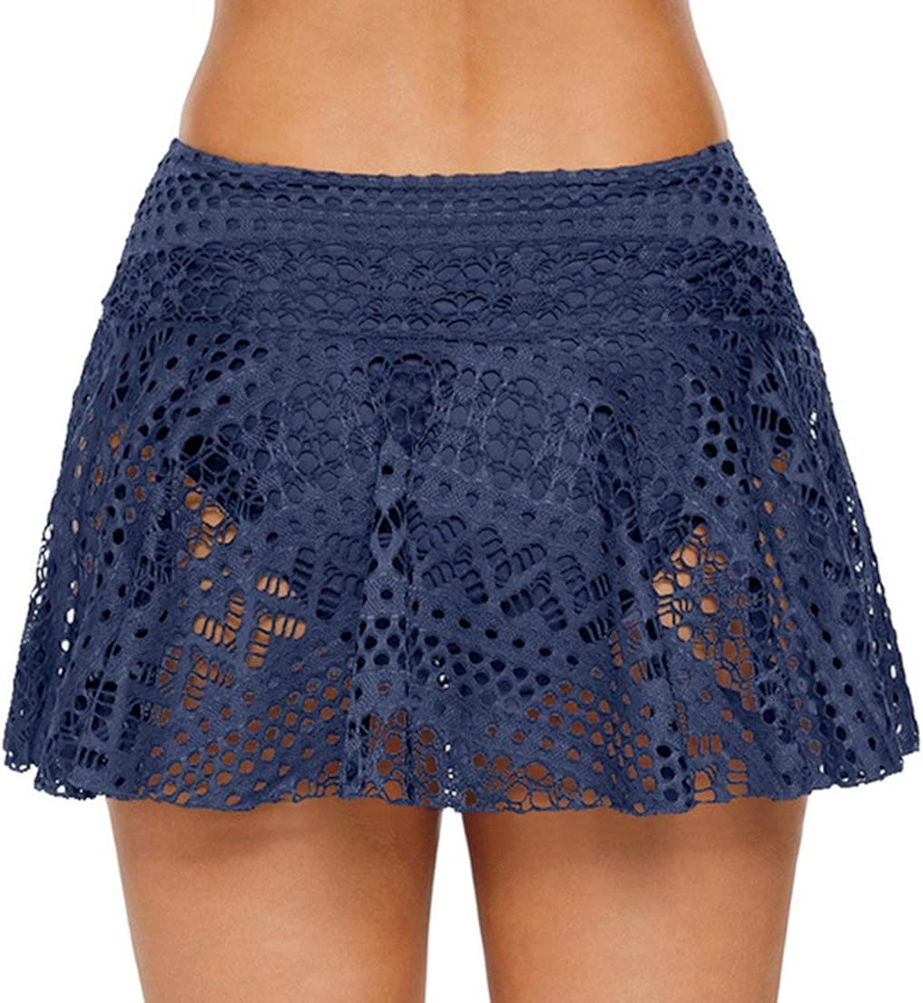 OLIPHEE Womens Swim ALine Skirted Bikini Bottom with Attached Brief