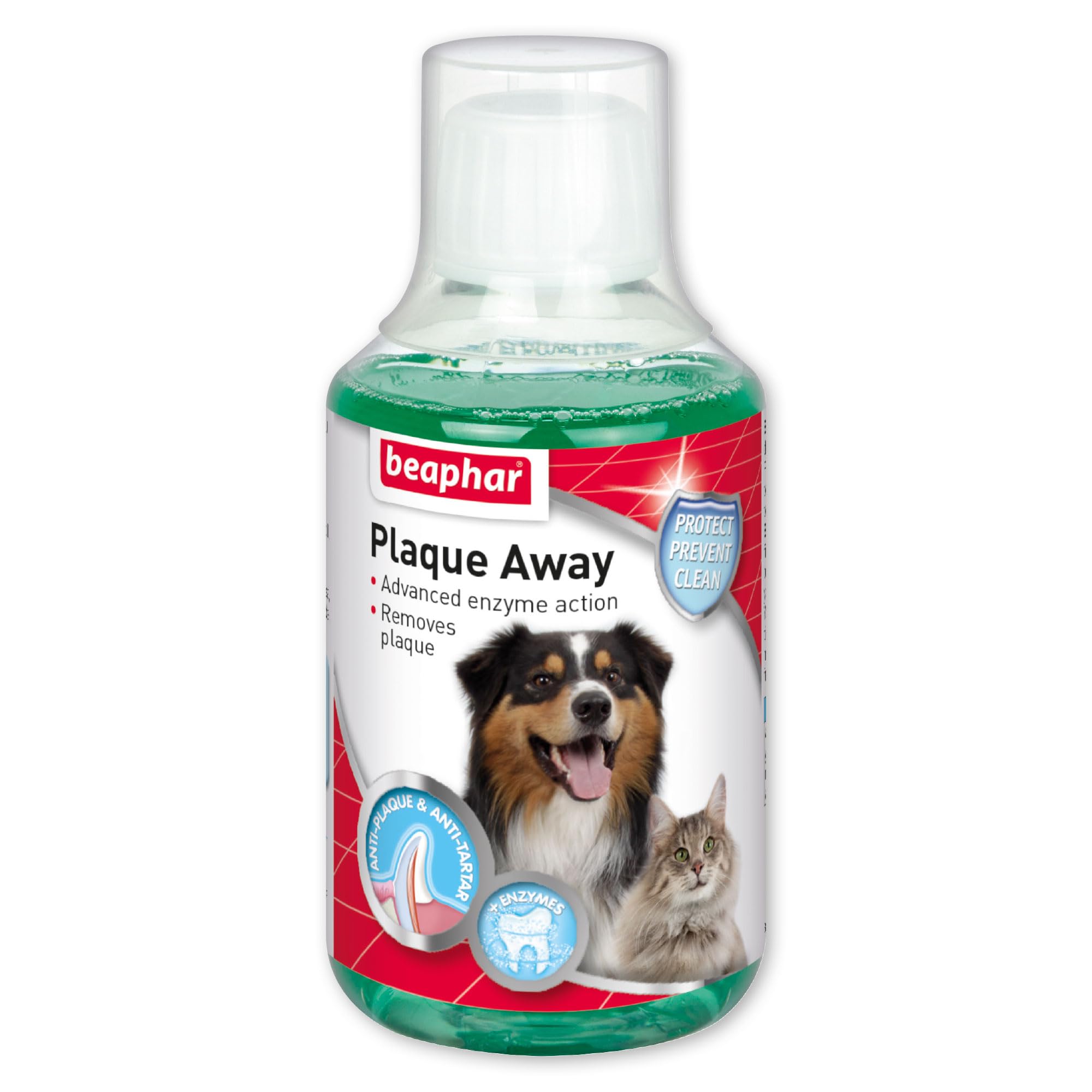 Beaphar - Plaque Away Drinking Water Additive - Dental Care for Dogs & Cats - Fights Bad Breath - Helps Reduce Plaque Build-up - 250ml