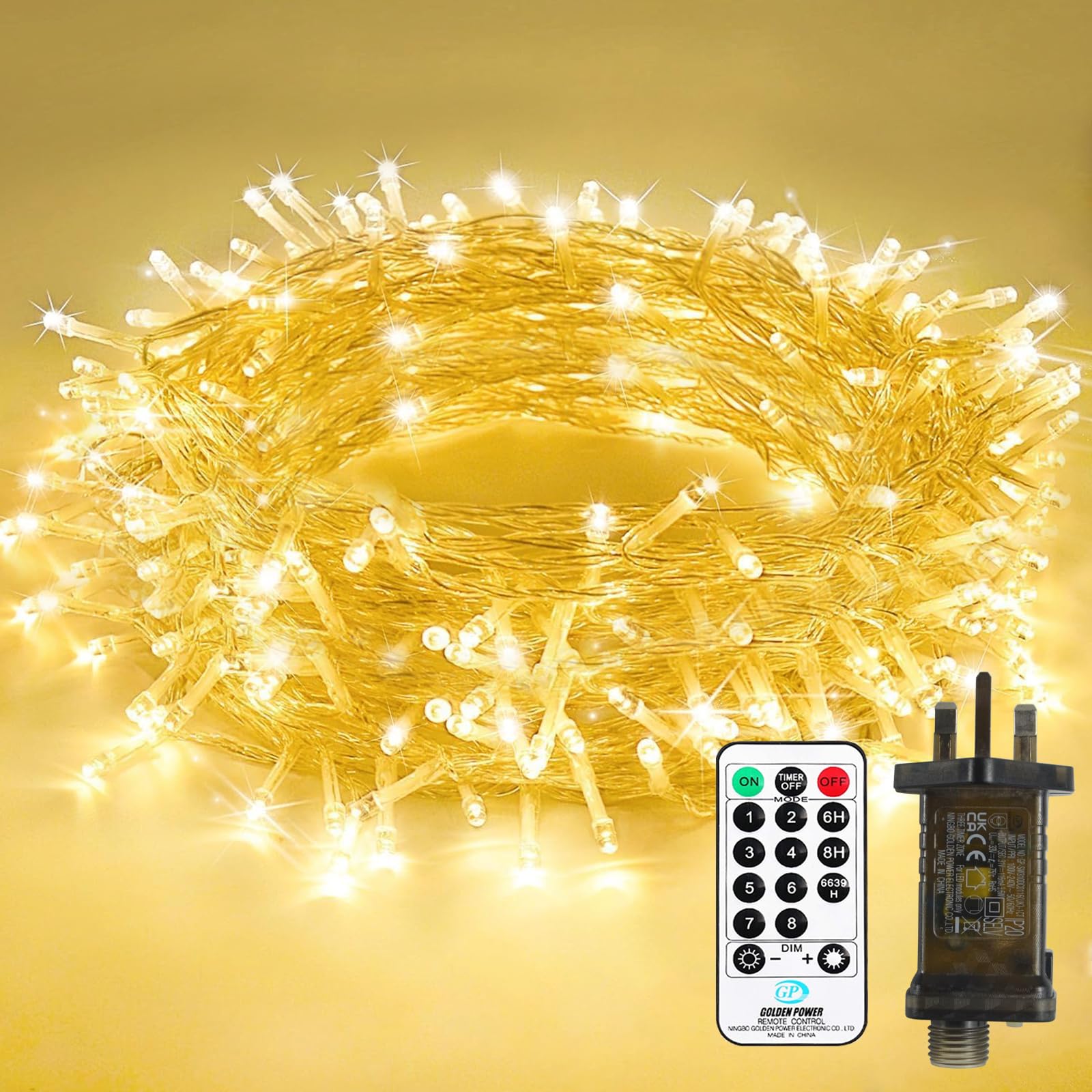 Bzavor 20M 200 LED String Lights Main Powered，8 Modes Fairy Lights Plug in Waterproof Remote Control Outdoor/Indoor,Garden Christmas Lights for Patio,Bedroom,Party Decorations