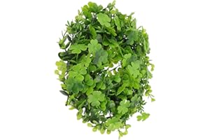 NIYANGLE St Patrick’s Day Clover Wreath Front Door Hanging Ornament, Artificial Four-Leaf Clover Festival