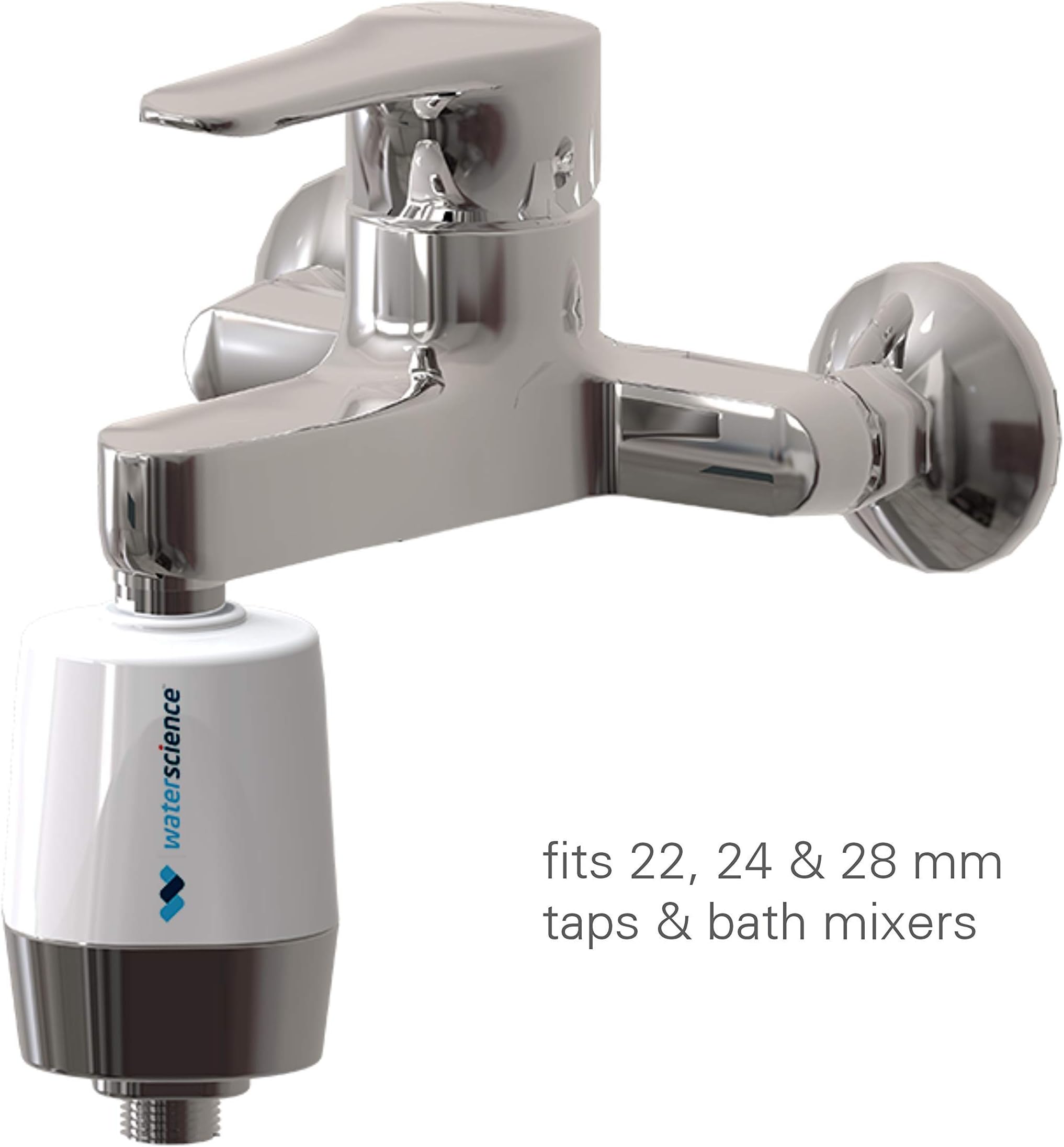 WaterScience CLEO SFU 717 Shower and Tap Filter - for 1/2" Wall Showers, Hand-held Showers and Taps with 24mm Aerators (Dual Tone - Matte Silver & Pearl White)
