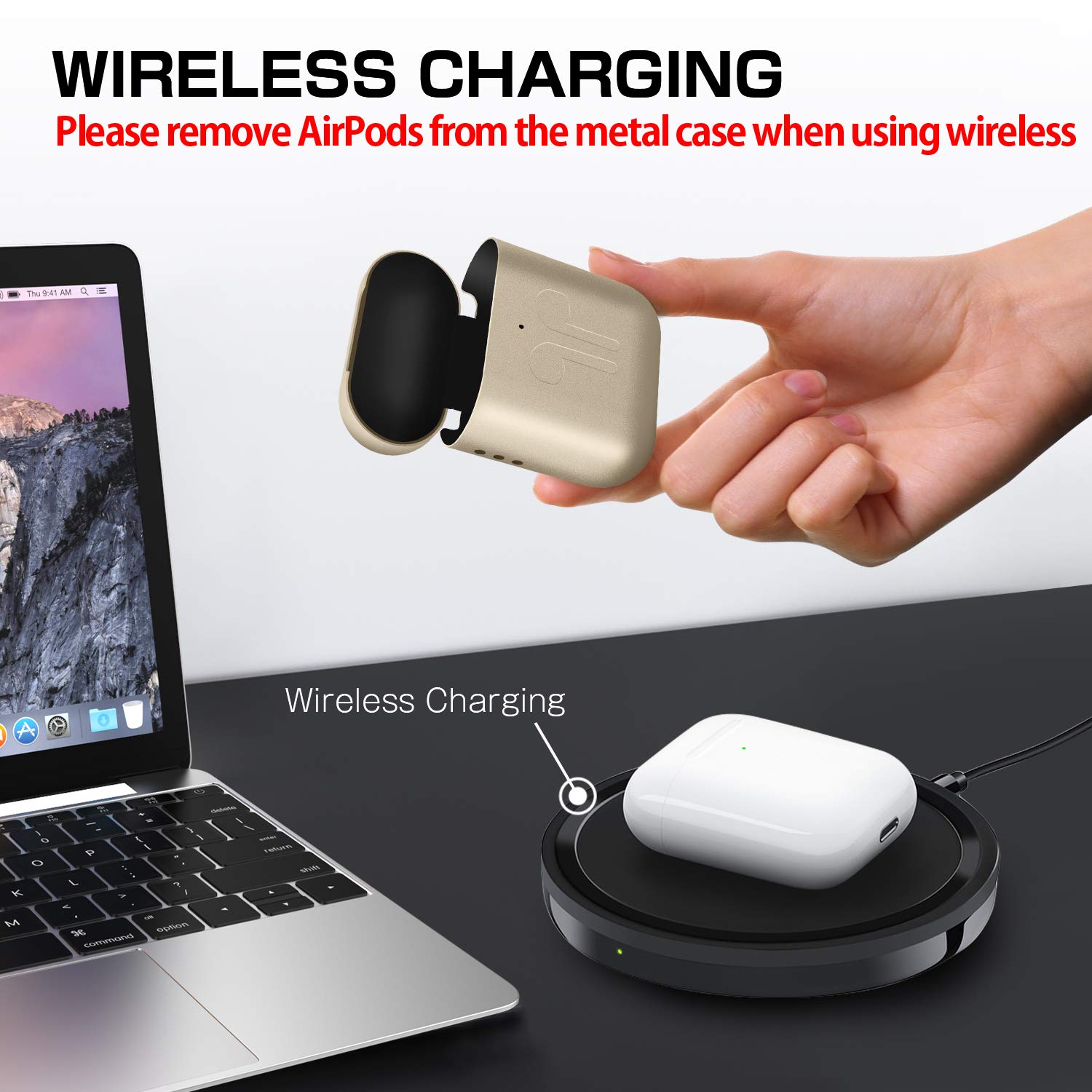 Wireles Charge Edition, Silver Kekilo Metal Airpods 2 Case 2019 Newest Full Protective Skin Cover Accessories Kits Compatible Airpods Wireless Charging Case Ultra Lightweight Dustproof Scratchproof Case for Apple Airpods 2 Charging Case