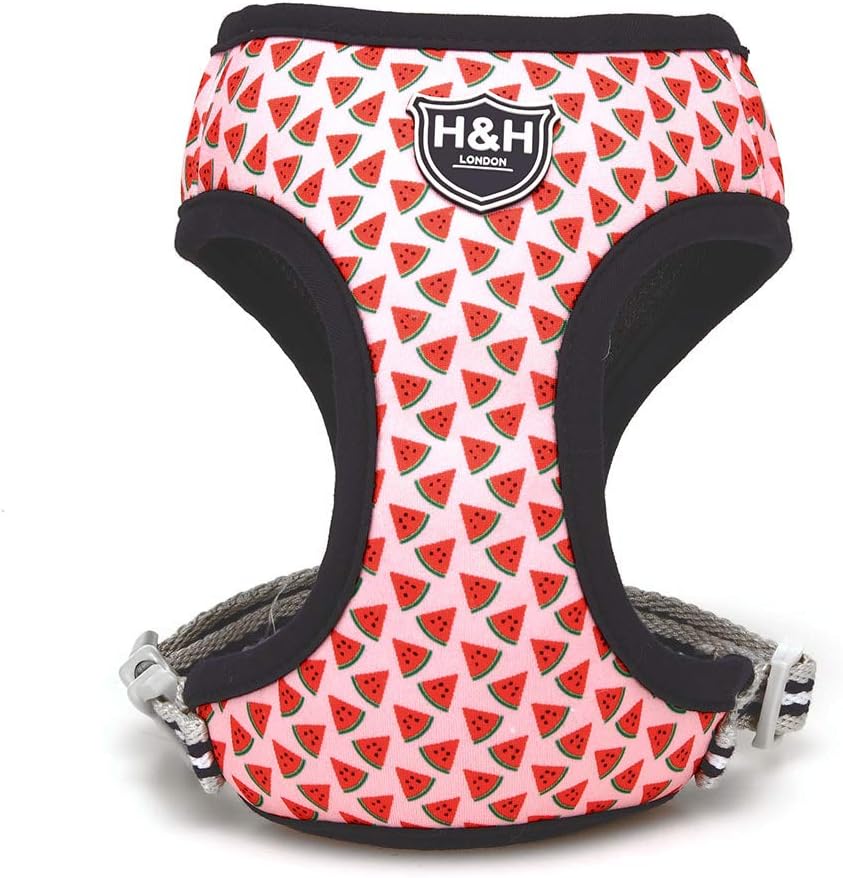 HUGO & HUDSON Dog Harness No Pull Adjustable Fabric Rear Buckle Pet Vest, Pink Watermelon, L