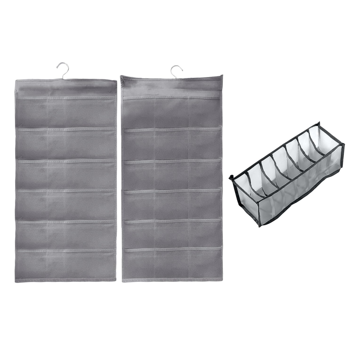 TYGFRT 1 Piece Of 30-Compartment Wardrobe Storage Organizer And 1 Piece Of 7-Compartment Underwear Storage Bag, Wardrobe Organizer, Hanging Storage, Closet Organizer, Storage Behind The Door