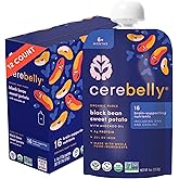 Cerebelly Organic Baby Food Pouches, Black Bean Sweet Potato Purees, 16 Nutrients, No Added Sugar & Non-GMO Toddler Snacks, 4 oz, 12 Pack