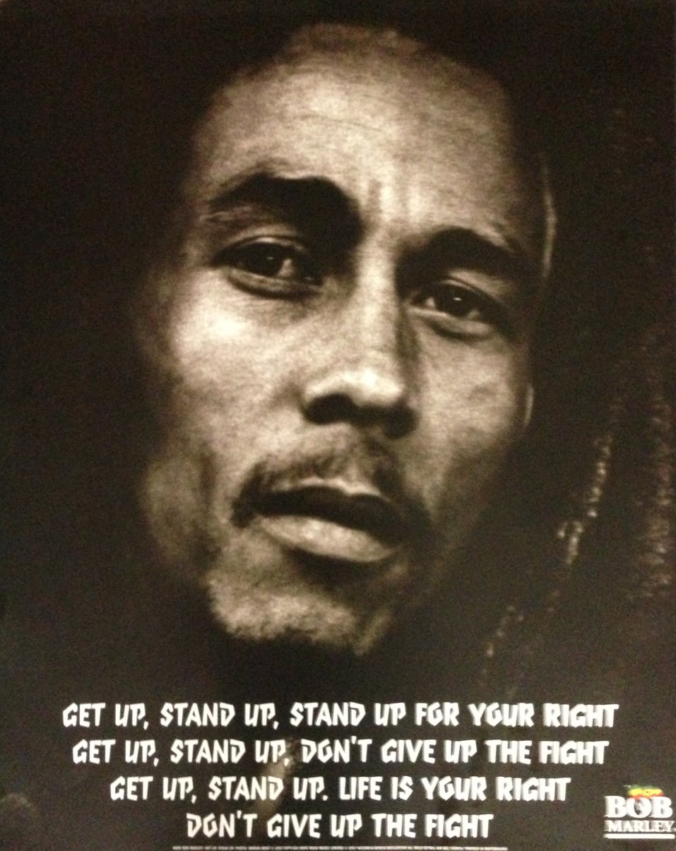 Bob Marley Get Up, Stand Up Art Poster Print with Lyrics
