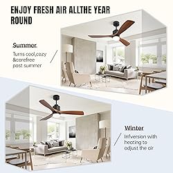 60" Wood Ceiling Fan,Walnut,with Light,Remote