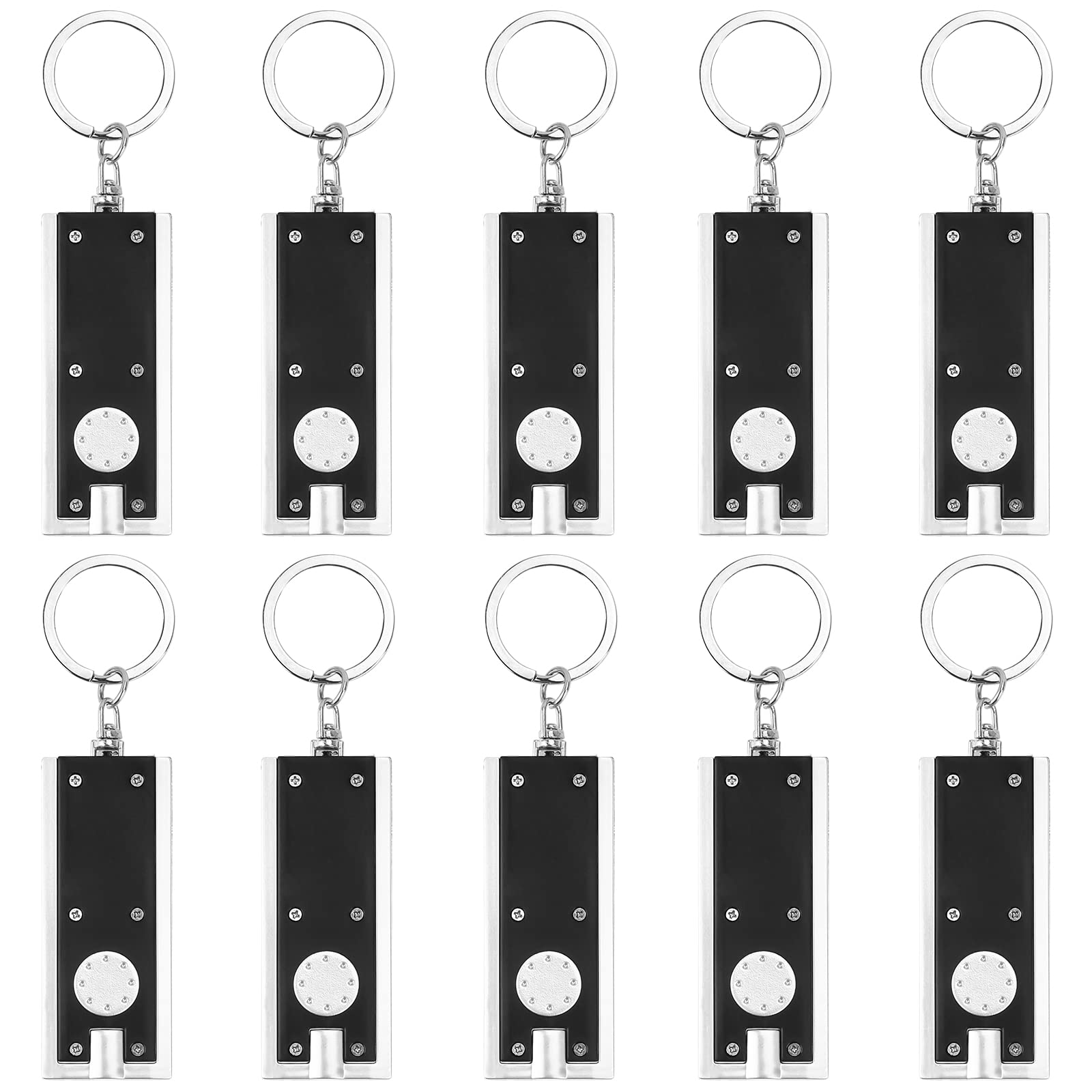 Uniclife Mini 12 Lumen Keychain Flashlight Portable Ultra Bright Little LED Light with Key Ring Flat Black Torch for EDC Outdoor Camping Hiking and Emergency Lighting, 10 Pack