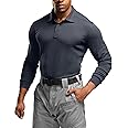 CQR Men's Polo Shirt, Long Sleeve Tactical Shirts, Outdoor UPF 50+ Pique Shirt, Dry Fit Lightweight Golf Shirts