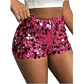 Floerns Women's Going Out Sequin Shorts Low Waist Music Festival Rave Party Hot Pants
