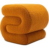 FOXHUNTER Modern Teddy Upholstered Ottoman, Comfortable Teddy Foot Stools, Exquisite End Table Pouf Stool Soft Shoe Stool, s