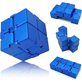DOLASEV Metal Infinity Cube Fidget Toy Stress Relief ADHD Blue | Aluminum Alloy Fidget Cube with Case, Eases Stress Anxiety for ADD ADHD OCD, Stocking Stuffer Gifts for Adults Teens Kids
