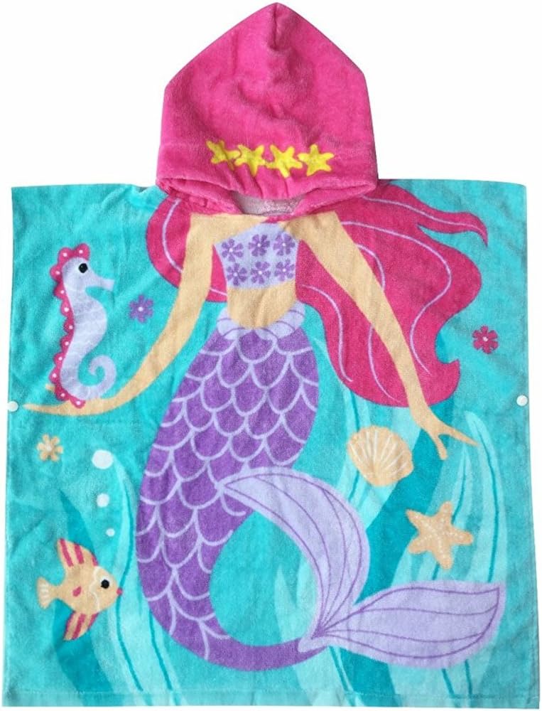 Kids Hooded Bathrobe Bath Towel - Boys Girls 100% Cotton Absorbent Towels for Bath Beach Children Sleepwear Sleepsuit