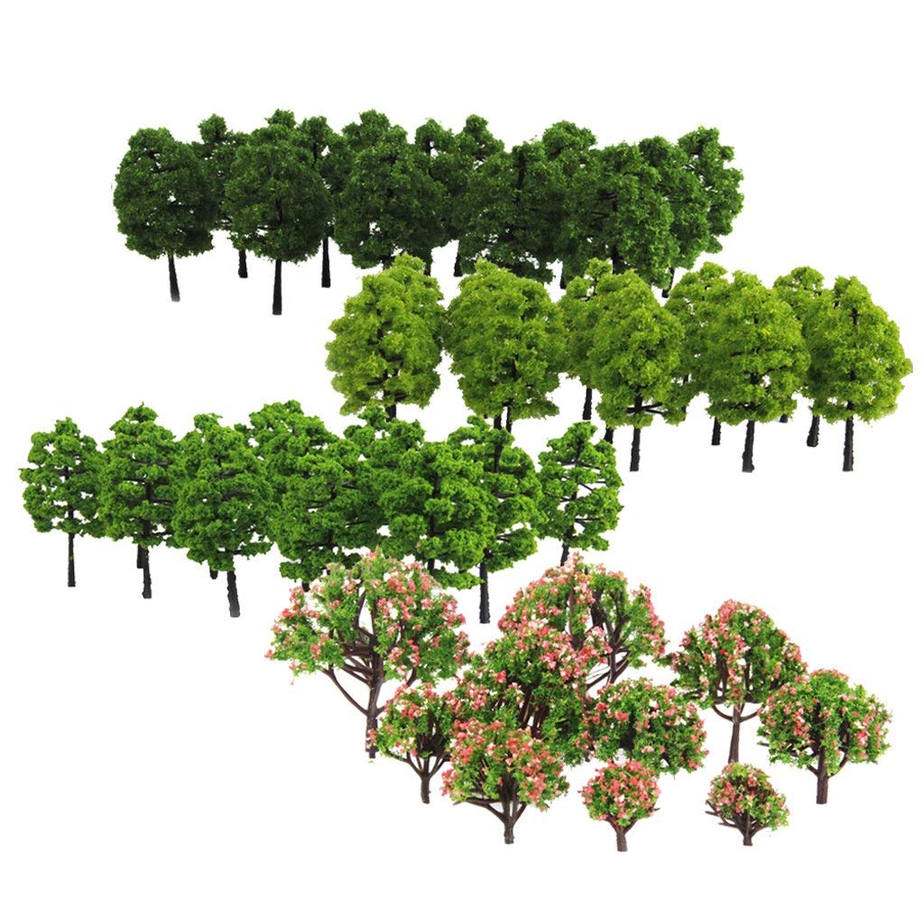 Yundxi Pack of 70 Pieces 3-9cm Model Trees Layout Train Railway Diorama Wargame Landscape Scenery Multi Scale