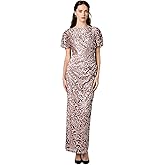 JS Collections Womens Embroidered Mesh Flutter Gown