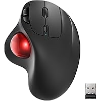 Wireless Trackball Mouse, Rechargeable Ergonomic Mouse, Easy Thumb Control, Precise & Smooth Tracking, 3 Device Connection (B
