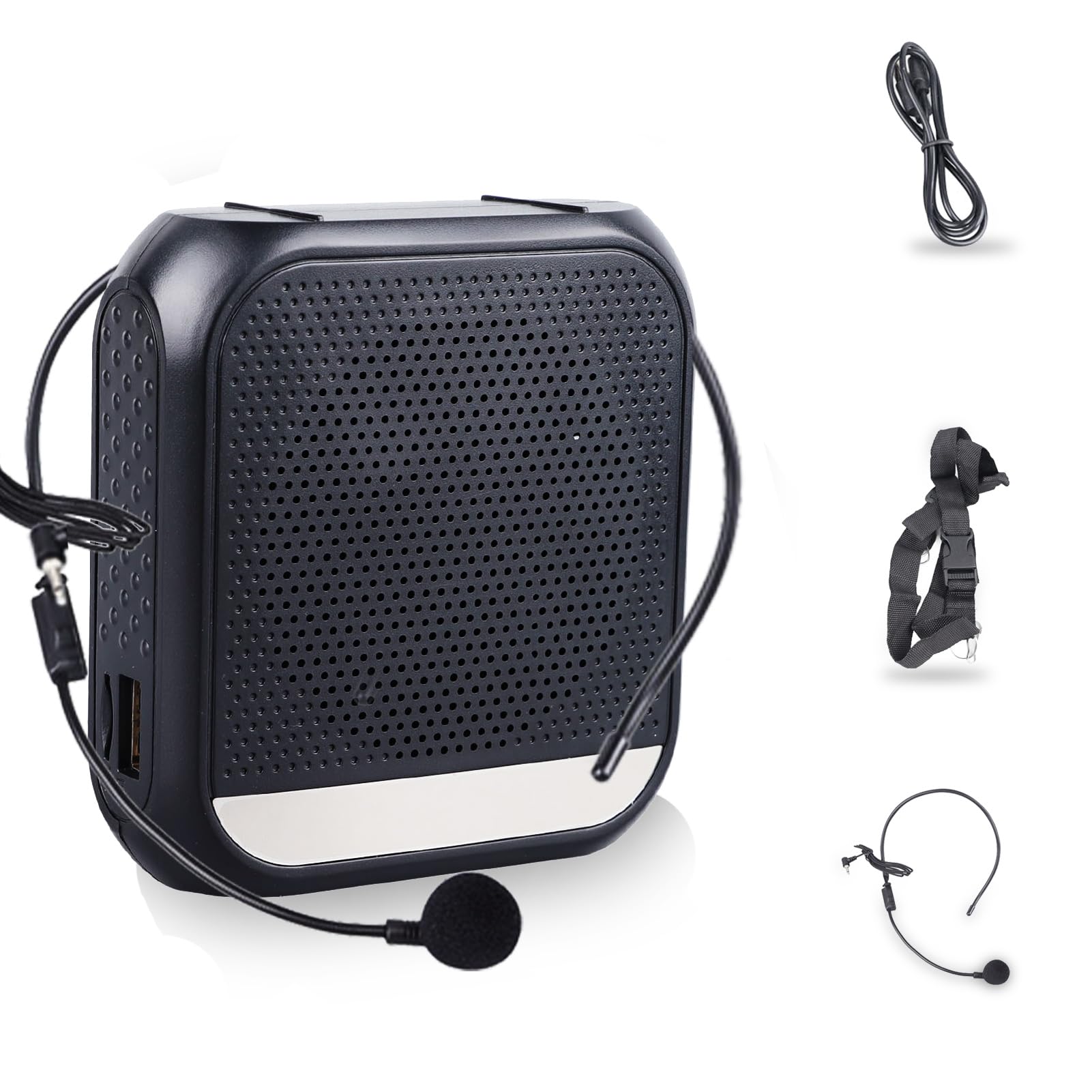 Voice Amplifier for Teachers, Portable Rechargeable Screen Display Voice Amplifier, with Microphone Headset Waistband, for Teaching, Meeting, Coach, Instructor, Tour Guide