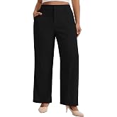 Charming Ashley Women's Plus Size Corduroy Work Pants with Pockets | Soft Ribbed Boot Cut Pants , High Waist Flare Corduroy Trousers, Front Pockets, Business Casual Fall Outfits