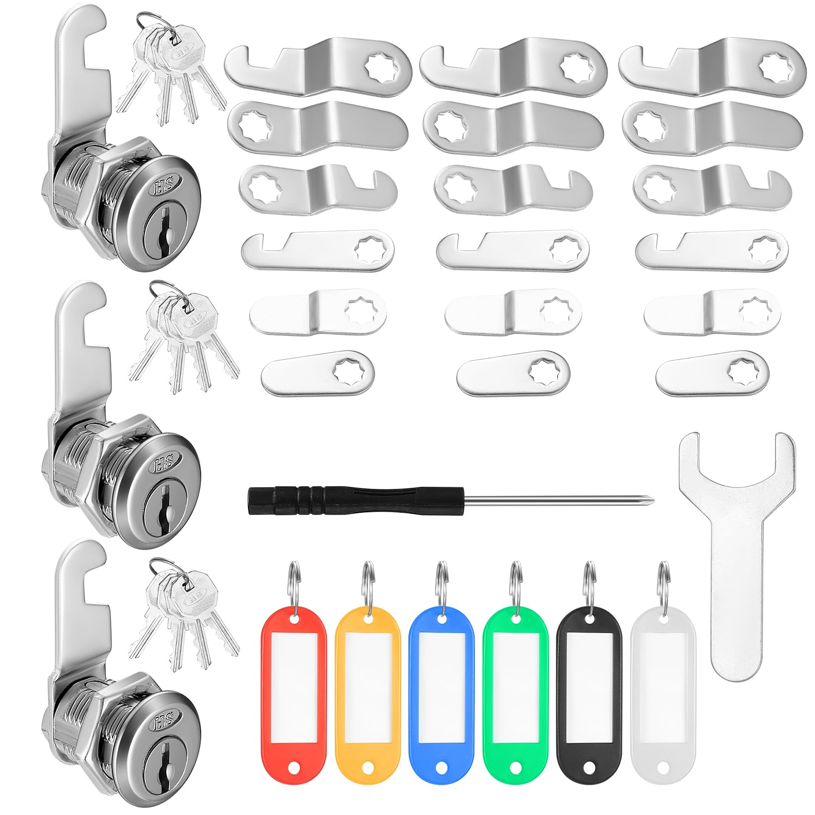 3 Pcs Letterbox Locks, 20mm Mailbox Cabinet Locks, Post Box Lock with 7 Different Locks Plates & Keys, Security Drawer Locks Replacement for Cabinet Doors Furniture Cupboard Tool Box
