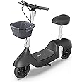 OKAI Electric Scooter with Seat for Adults, 25/35 Miles Range, 750W/900W Peak Motor, 15.5 MPH Retro Seated E-Scooter, 10" Vacuum Tires, Detachable Battery, LED Screen, Dual Brake